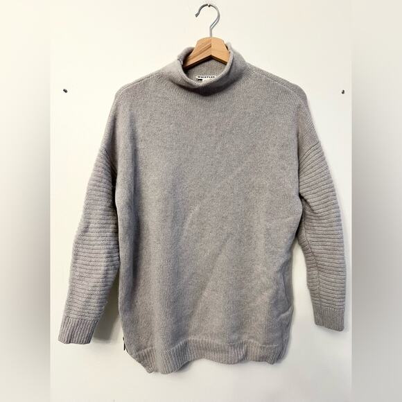 Whistles 100% cashmere sweater grey ribbed arms zipper side oversized small - Picture 1 of 9